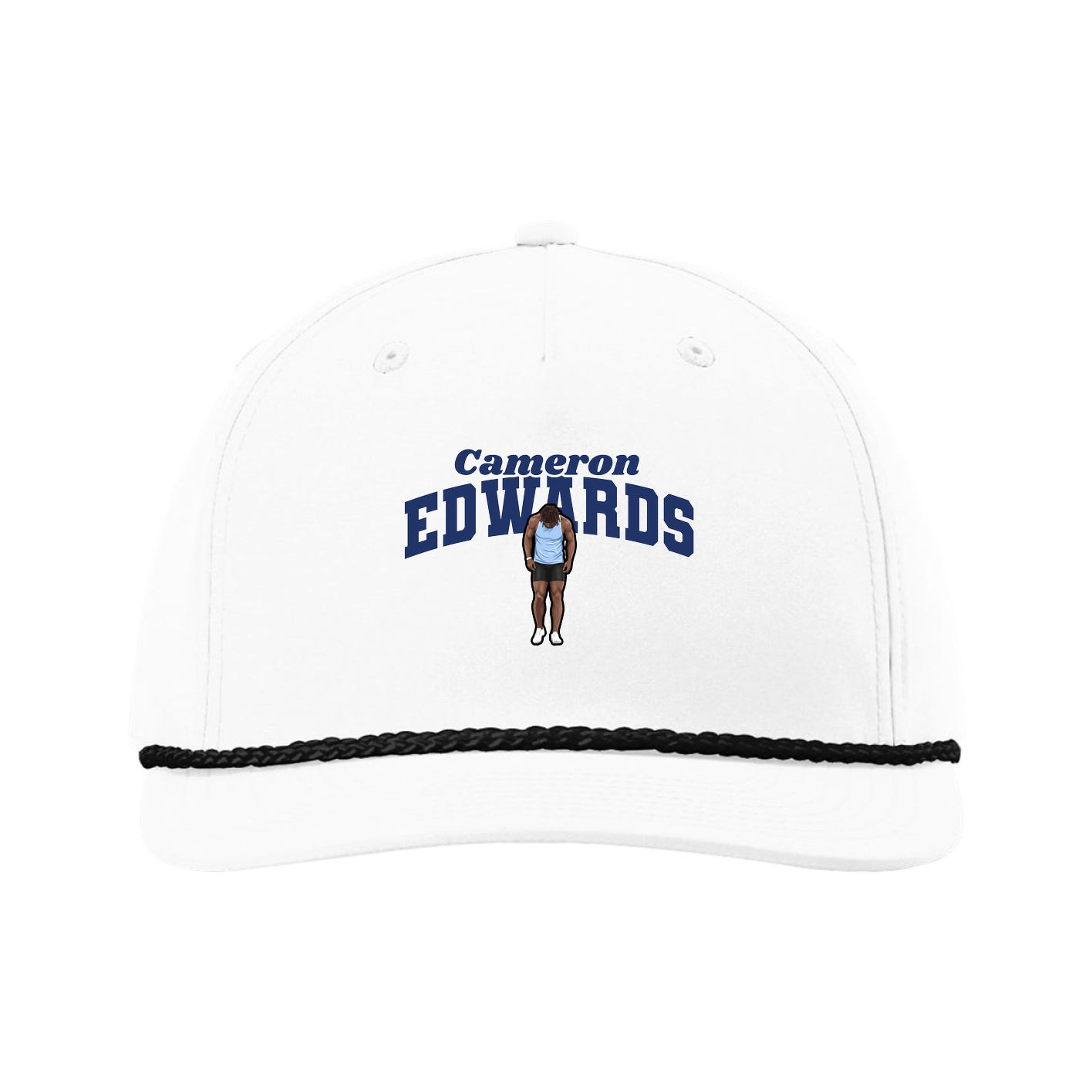 Five-Panel Classic Rope Cap — Signature Arch in White