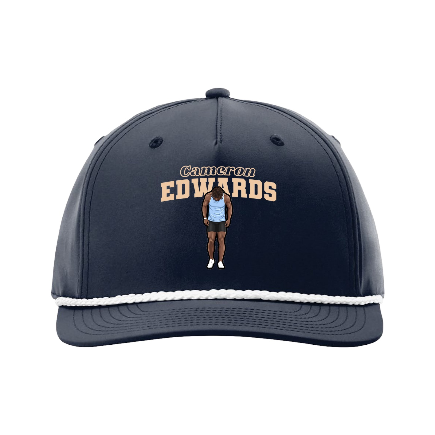 Five-Panel Classic Rope Cap — Name Arch in Navy