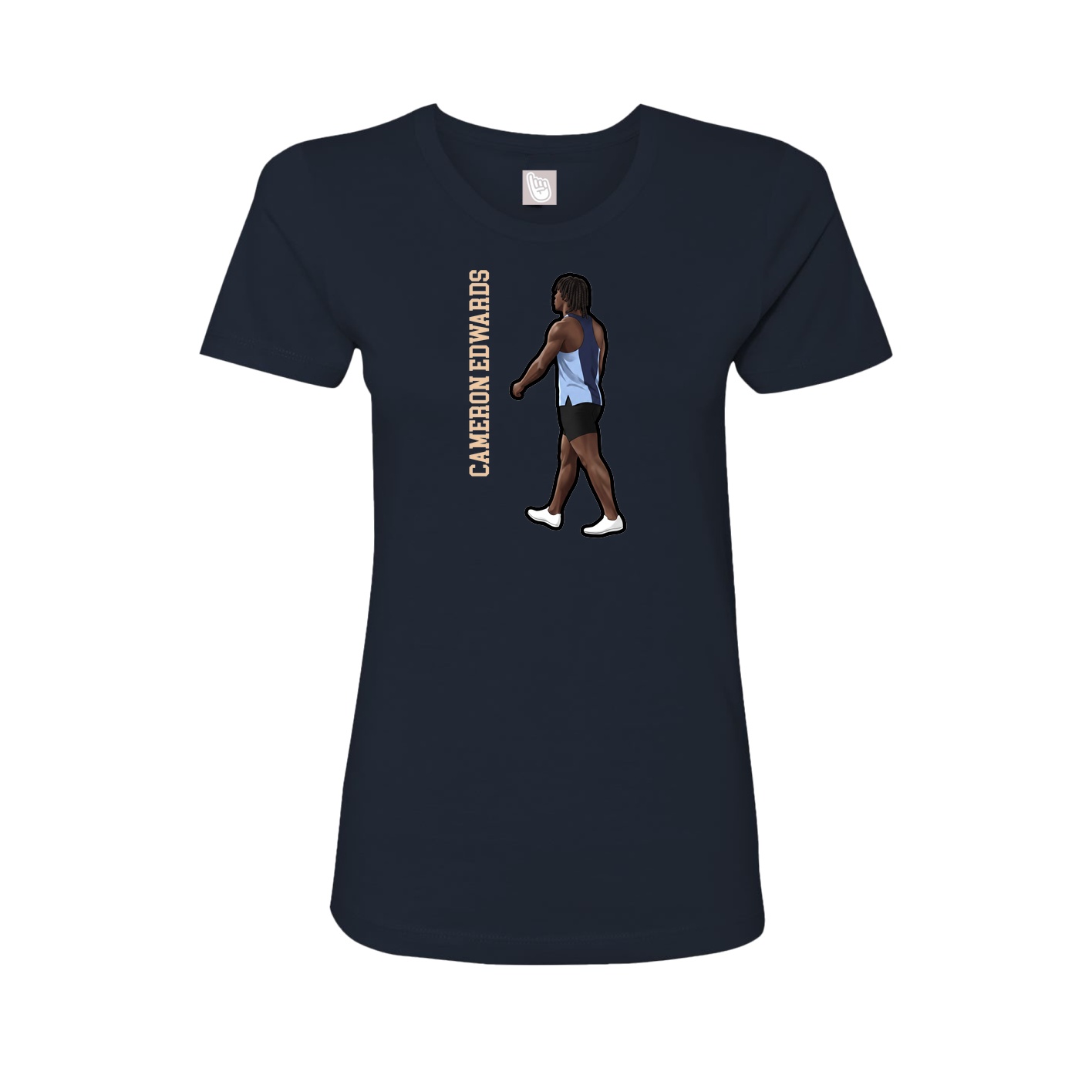 Womens Tee — Name Vertical in Navy