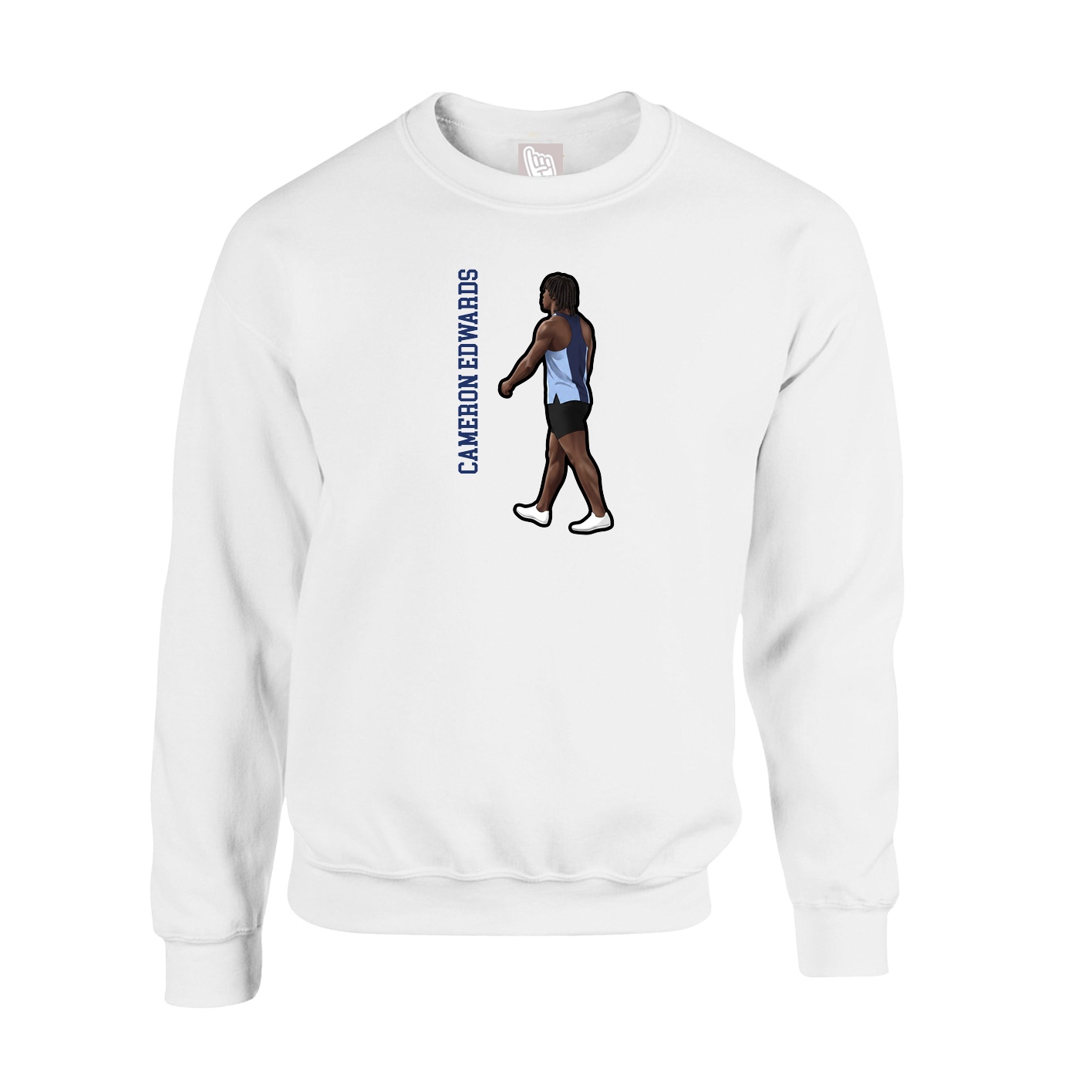Fleece Crew — Name Vertical in White