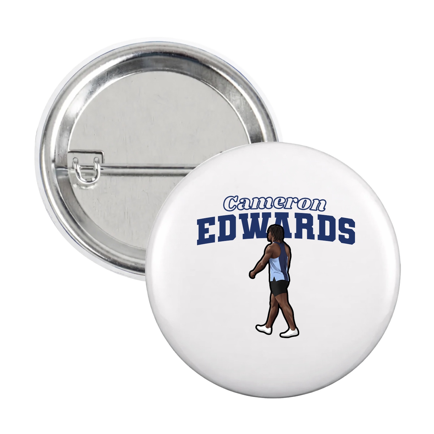 Game Day Button — Name Arch in White