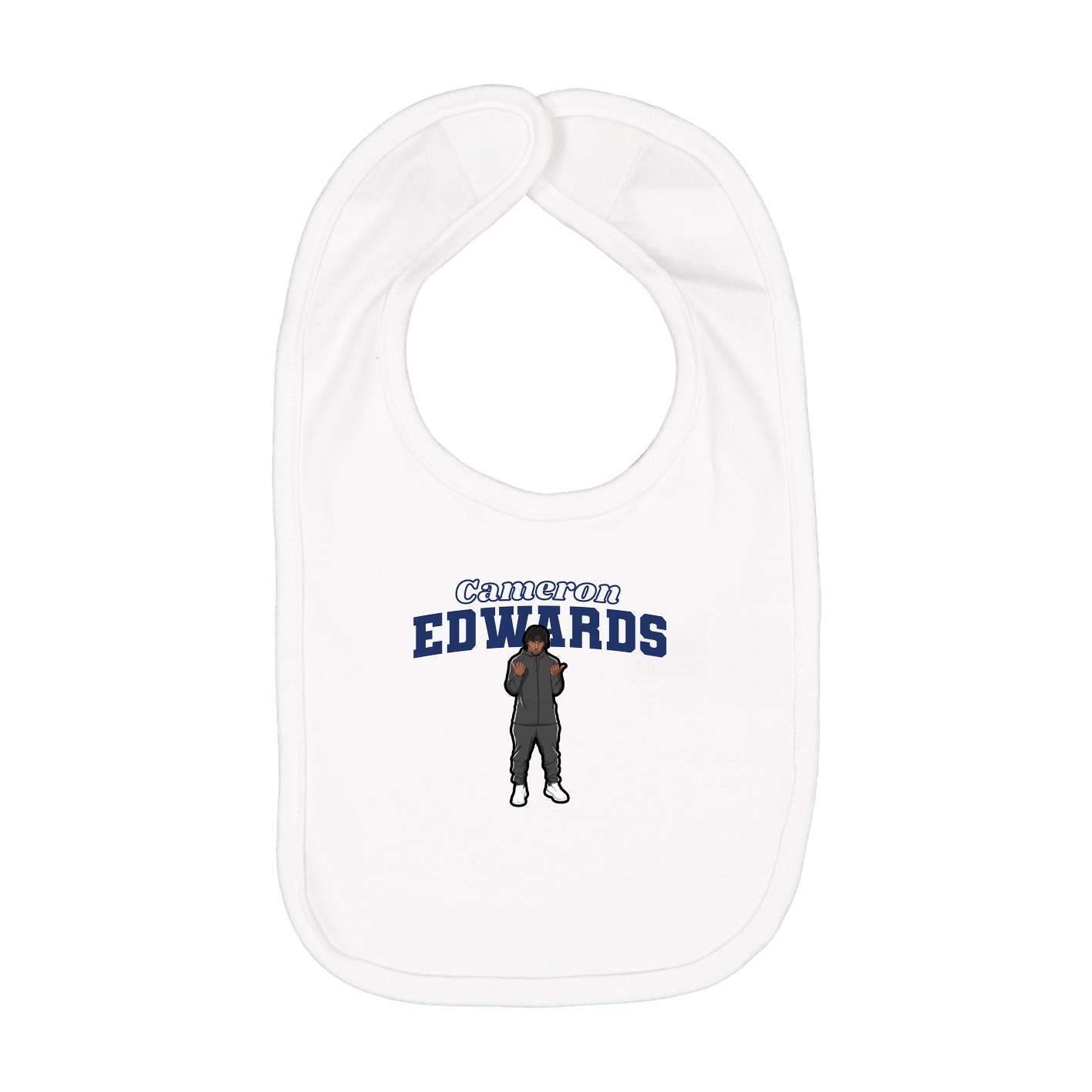 Infant Bib — Name Arch in White