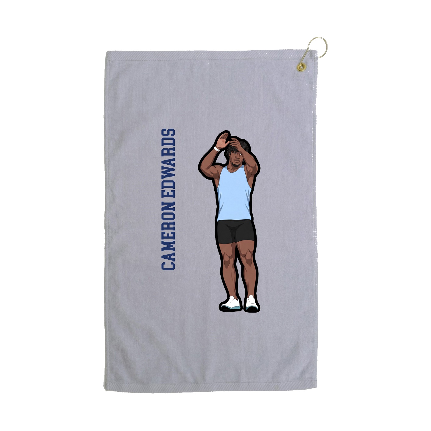 Golf Towel — Name Vertical in Grey