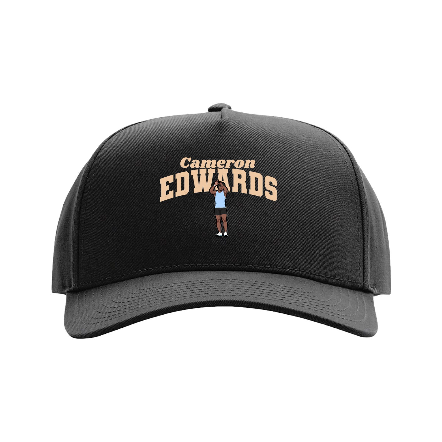Full Fabric Five-Panel Champ Cap — Signature Arch in Black