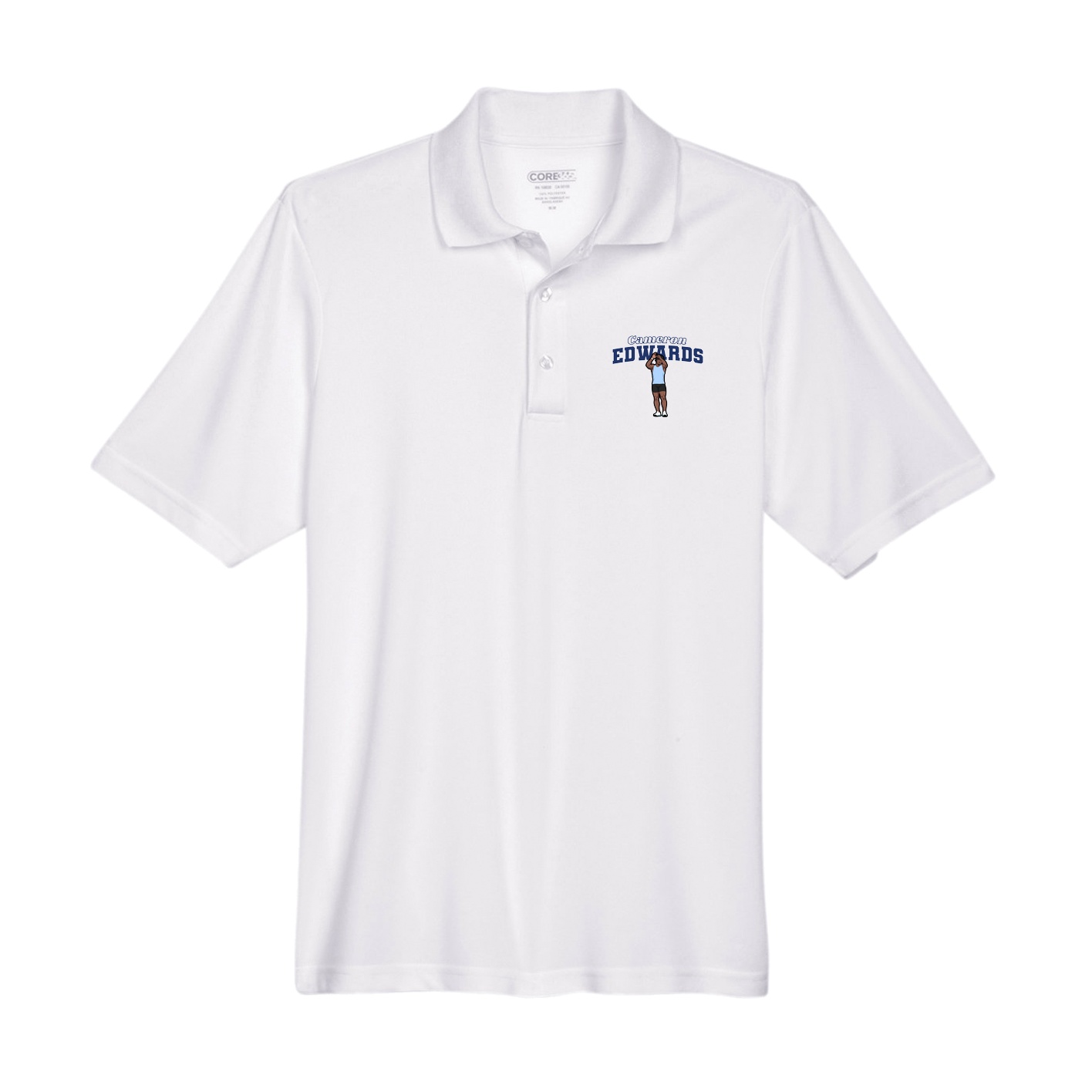 Performance Polo — Name Arch in White