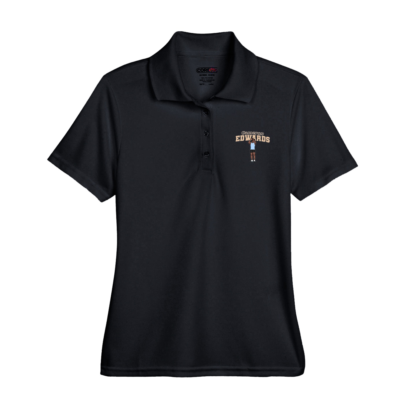 Womens Performance Polo — Name Arch in Black