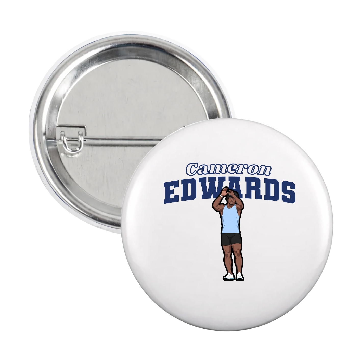 Game Day Button — Name Arch in White