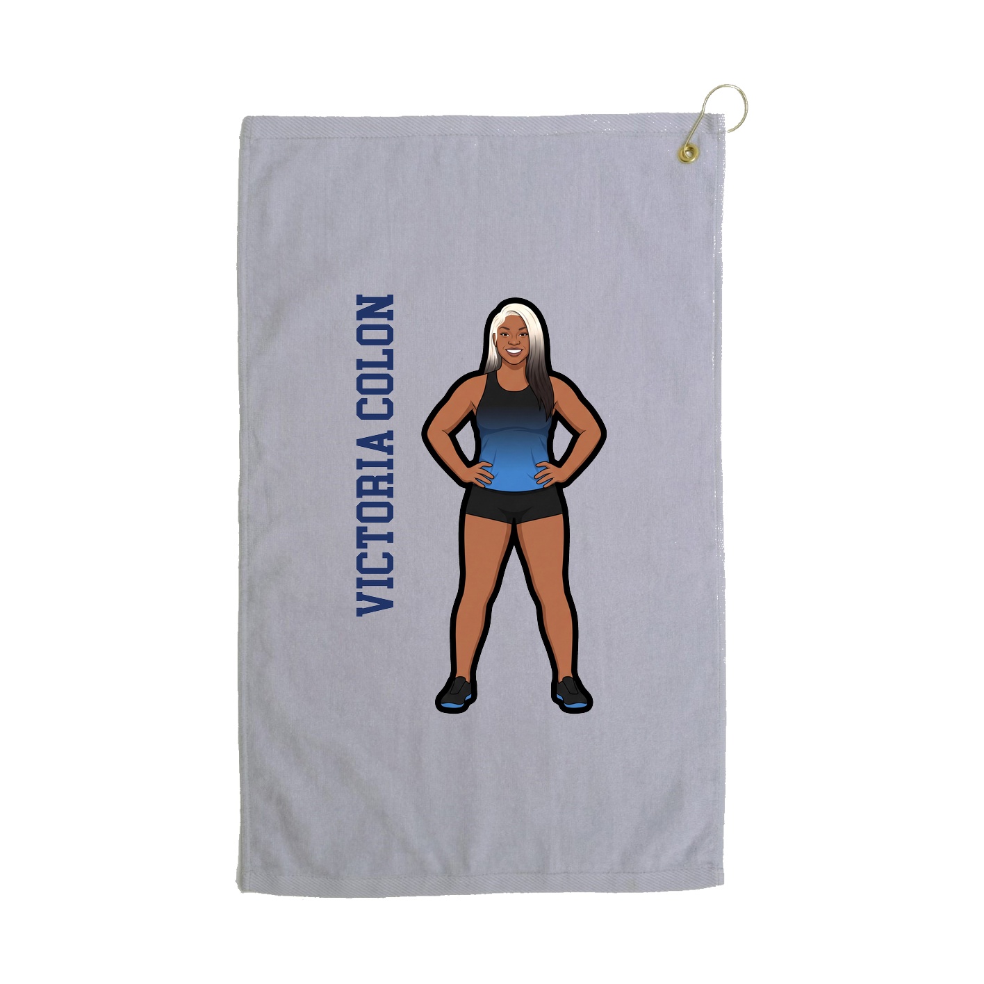 Golf Towel — Name Vertical in Grey