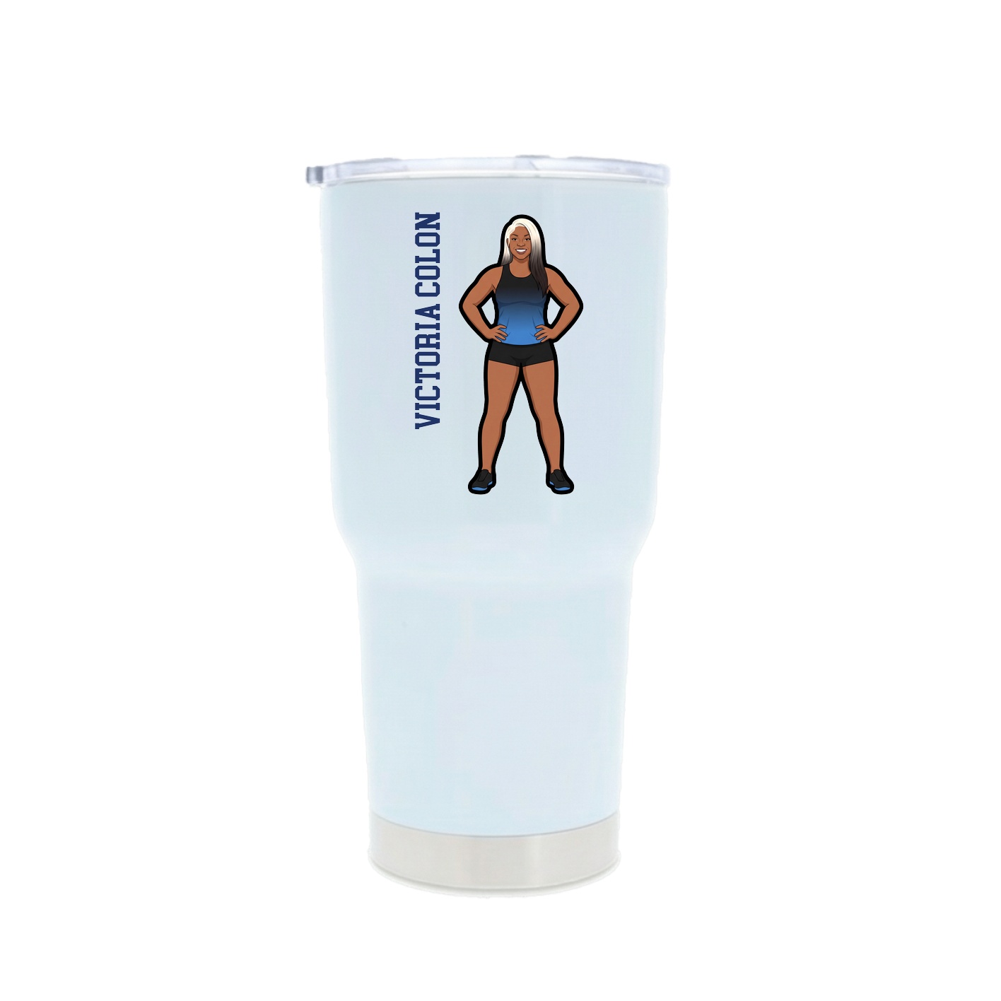 30oz Stainless Steel Tumbler — Name Vertical in White