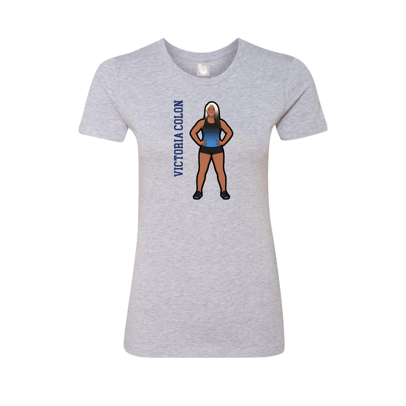Fitted Women's Tee — Name Vertical in Grey