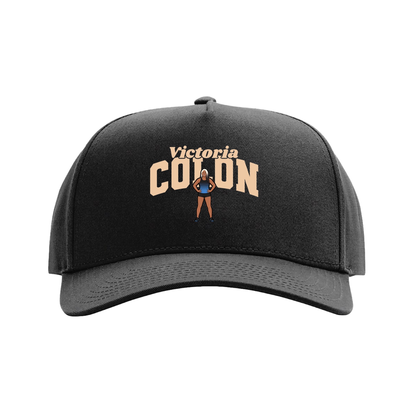 Full Fabric Five-Panel Champ Cap — Signature Arch in Black