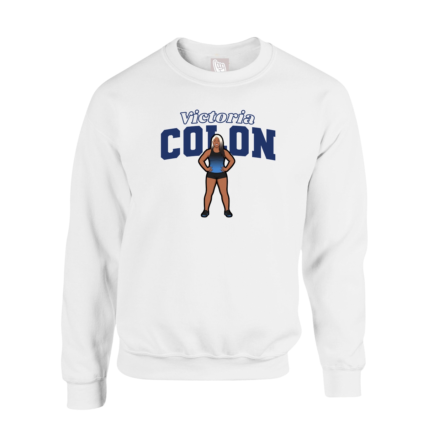 Fleece Crew — Name Arch in White