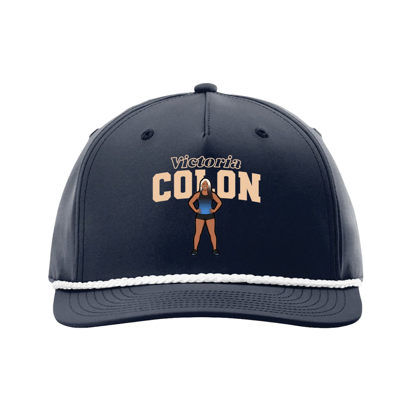 Five-Panel Classic Rope Cap — Name Arch in Navy