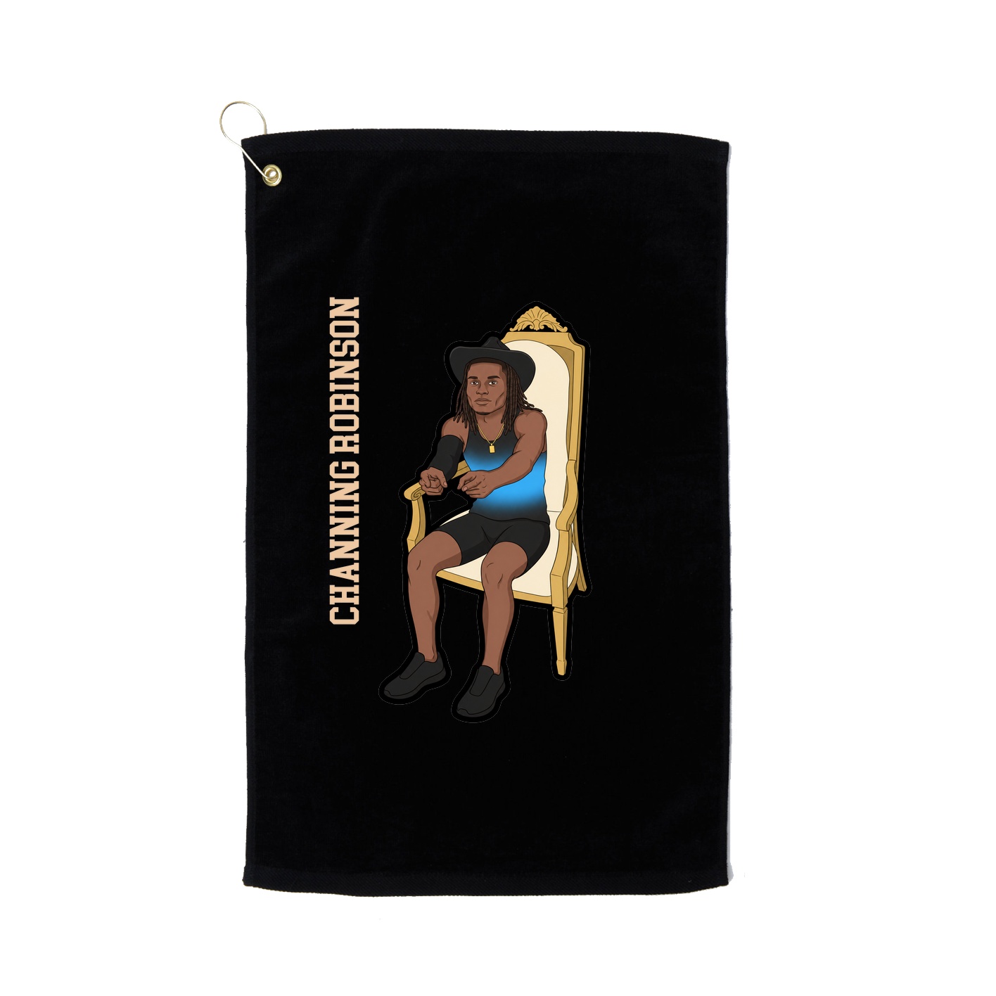 Golf Towel — Name Vertical in Black