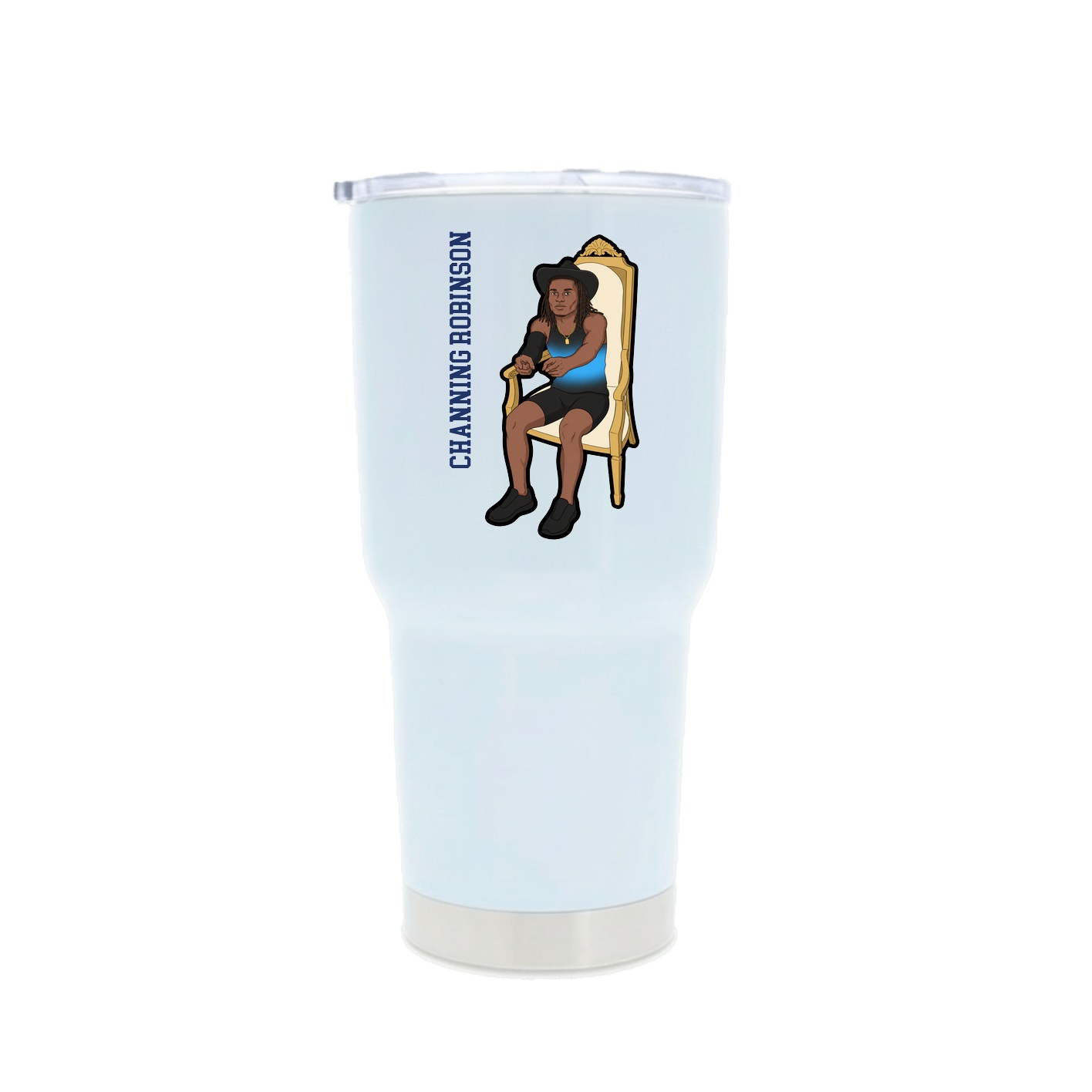 30oz Stainless Steel Tumbler — Name Vertical in White