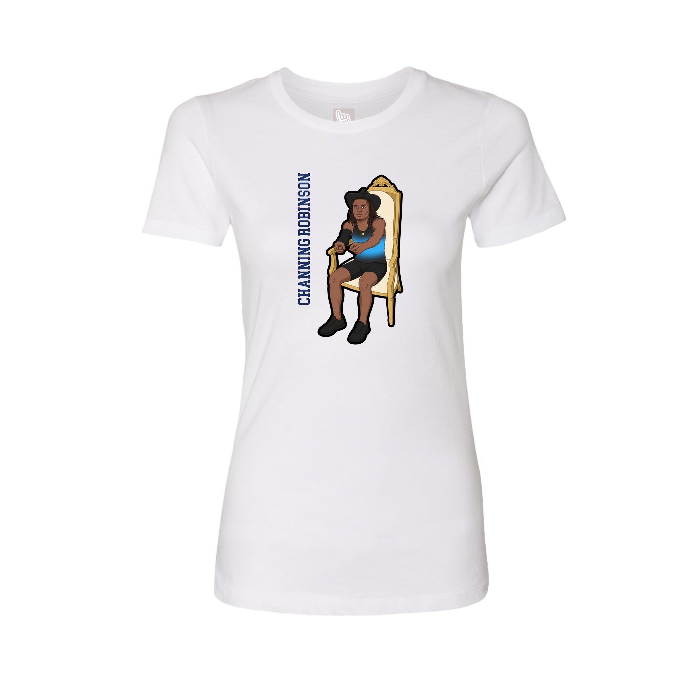 Fitted Women's Tee — Name Vertical in White
