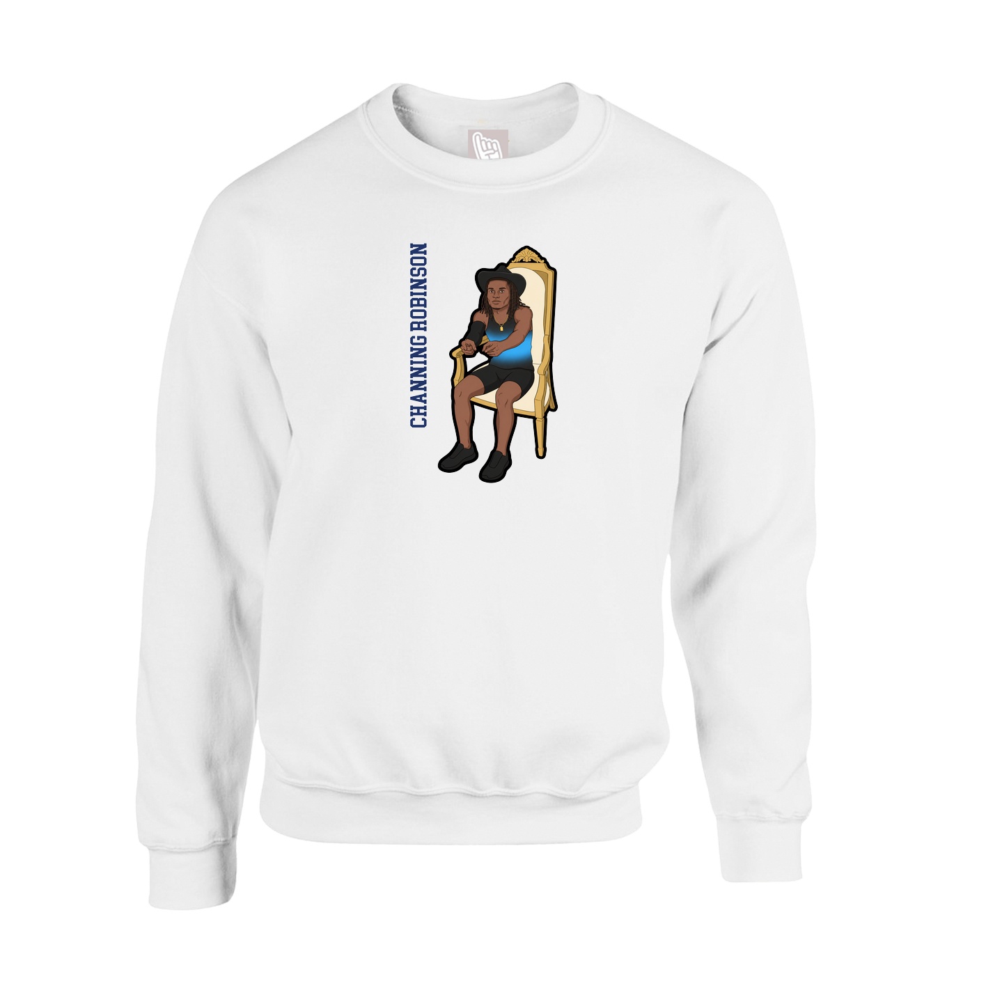 Fleece Crew — Name Vertical in White