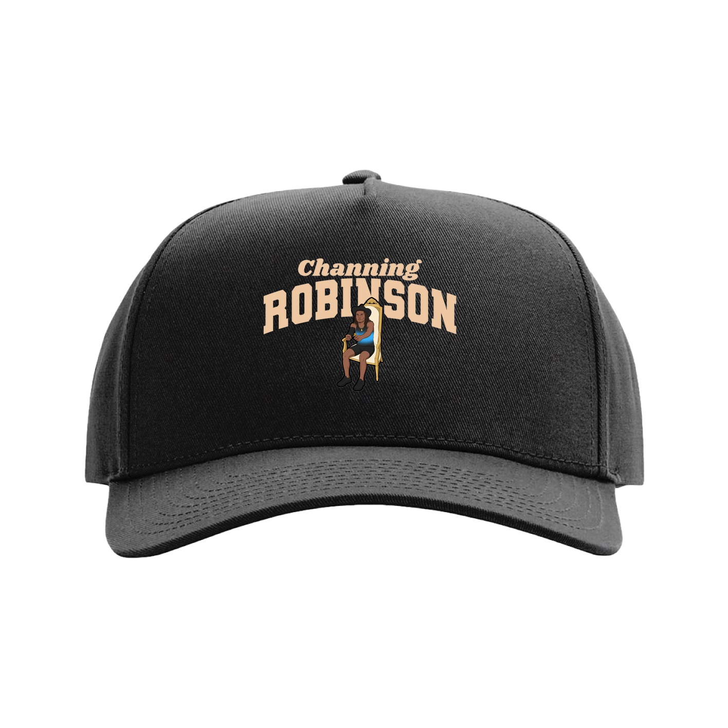 Full Fabric Five-Panel Champ Cap — Signature Arch in Black