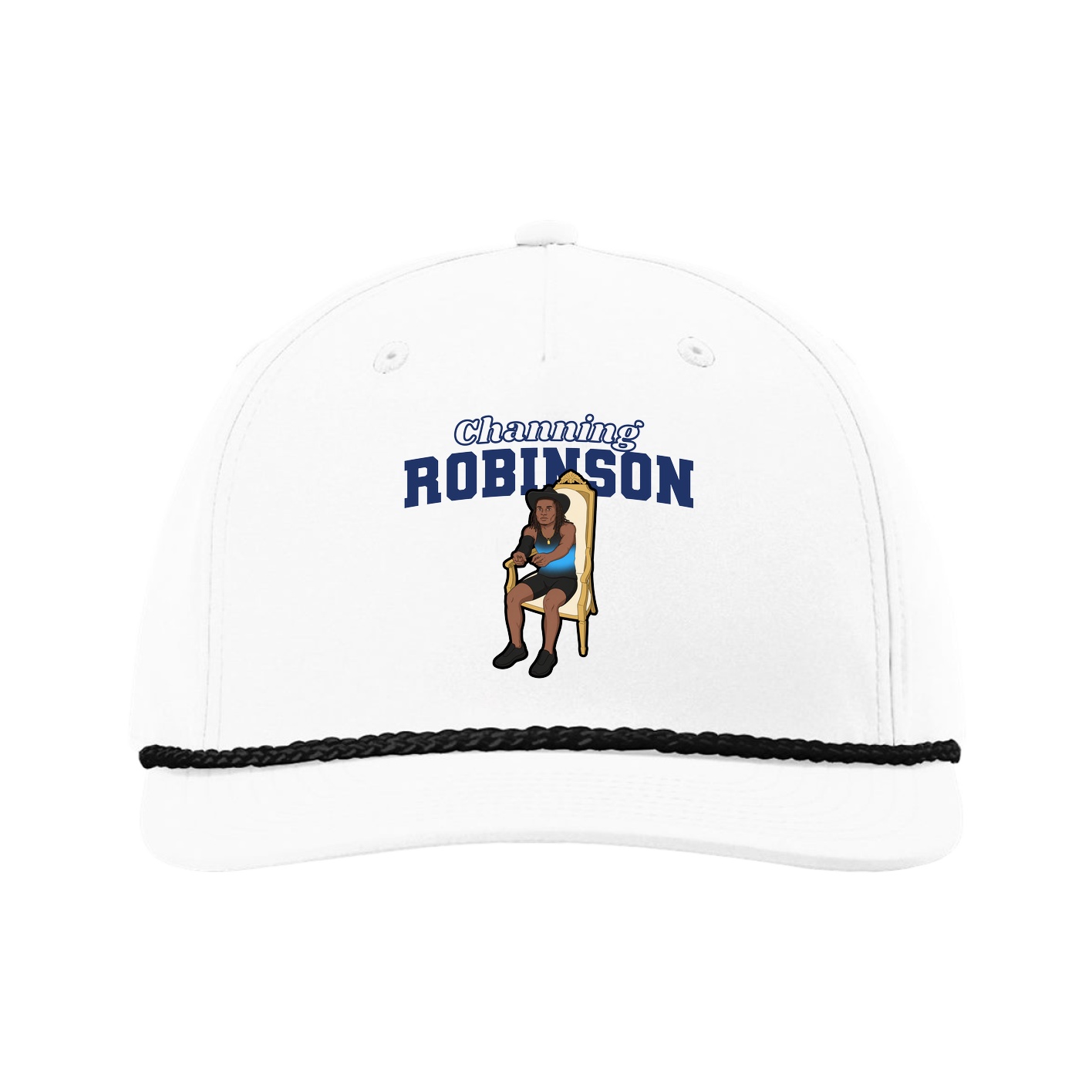 Five-Panel Classic Rope Cap — Name Arch in White