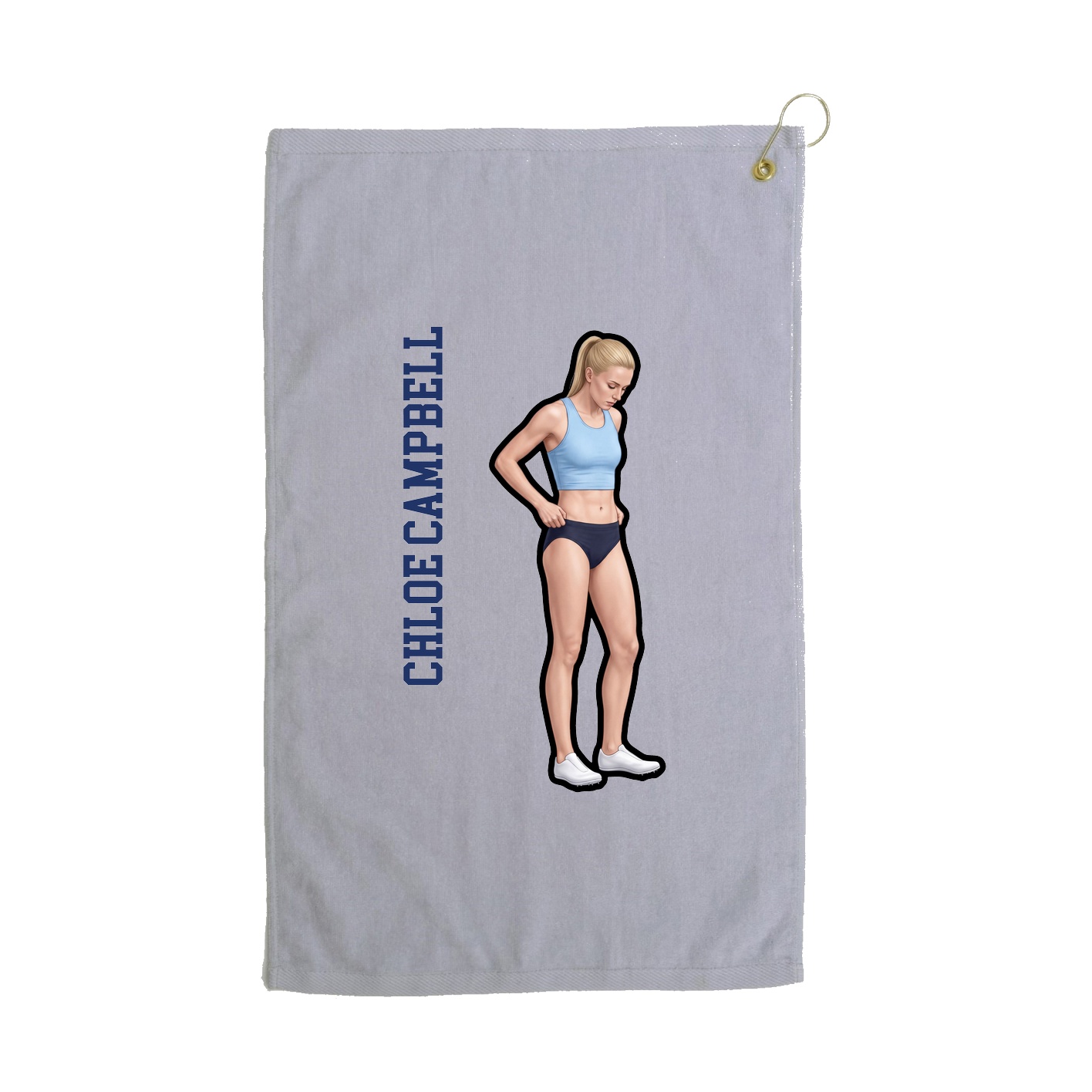 Golf Towel — Name Vertical in Grey