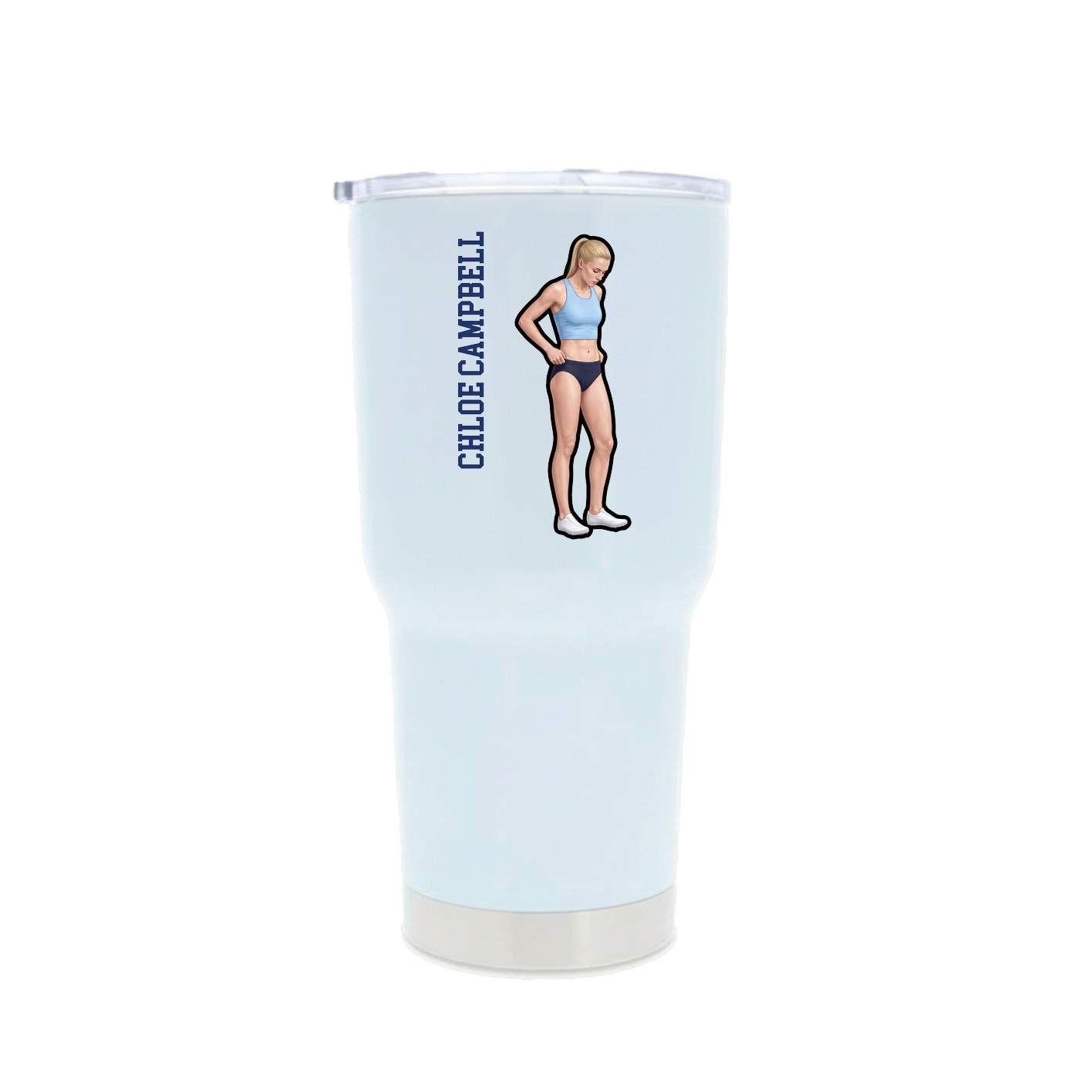 30oz Stainless Steel Tumbler — Name Vertical in White
