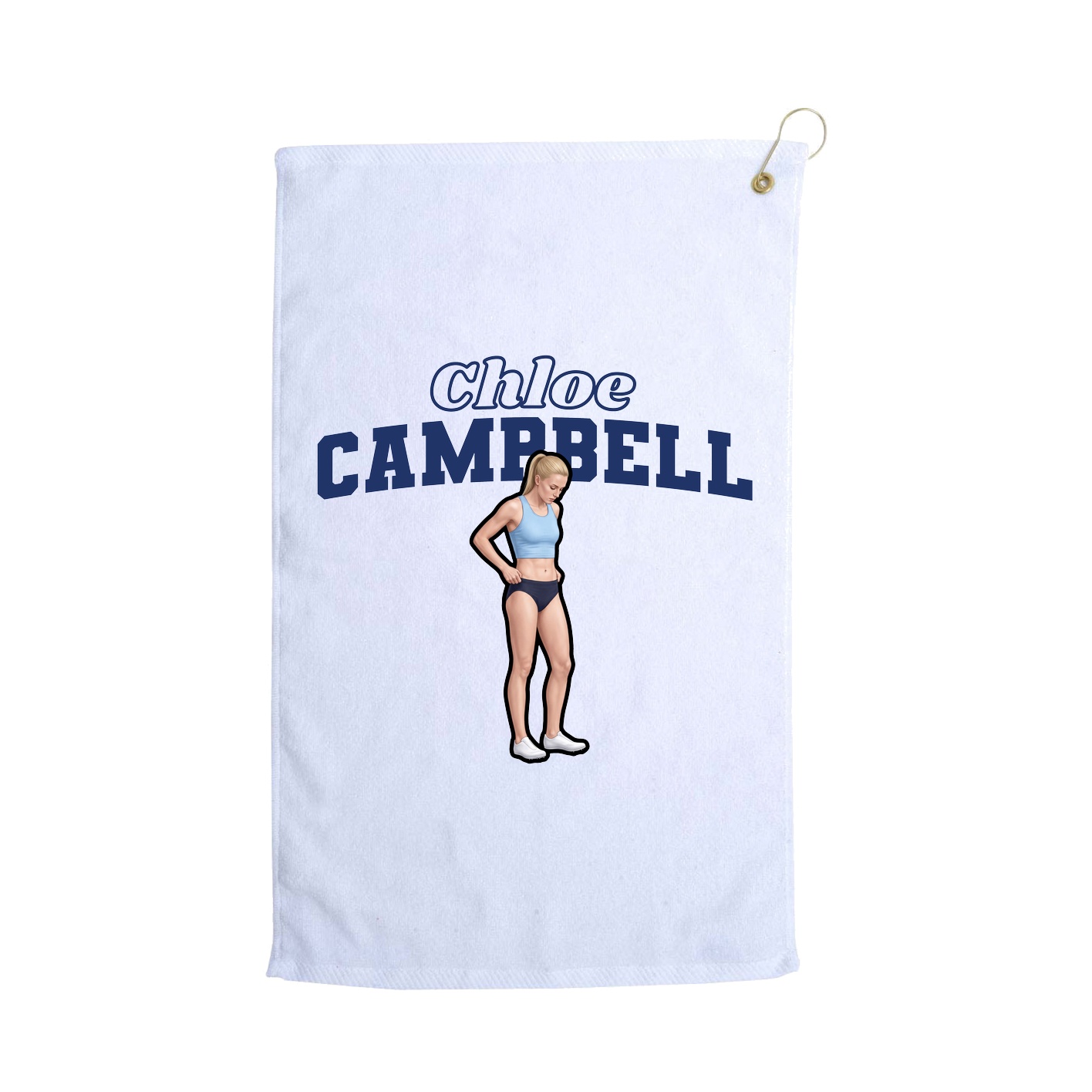 Golf Towel — Name Arch in White