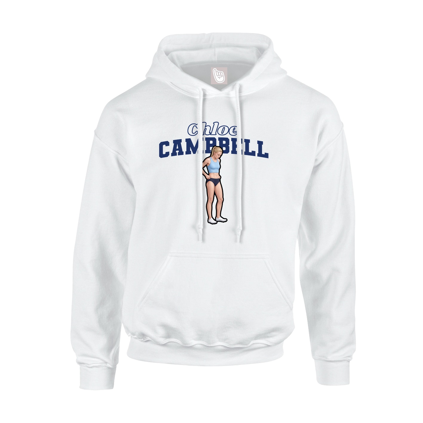 Youth Hoodie — Name Arch in White