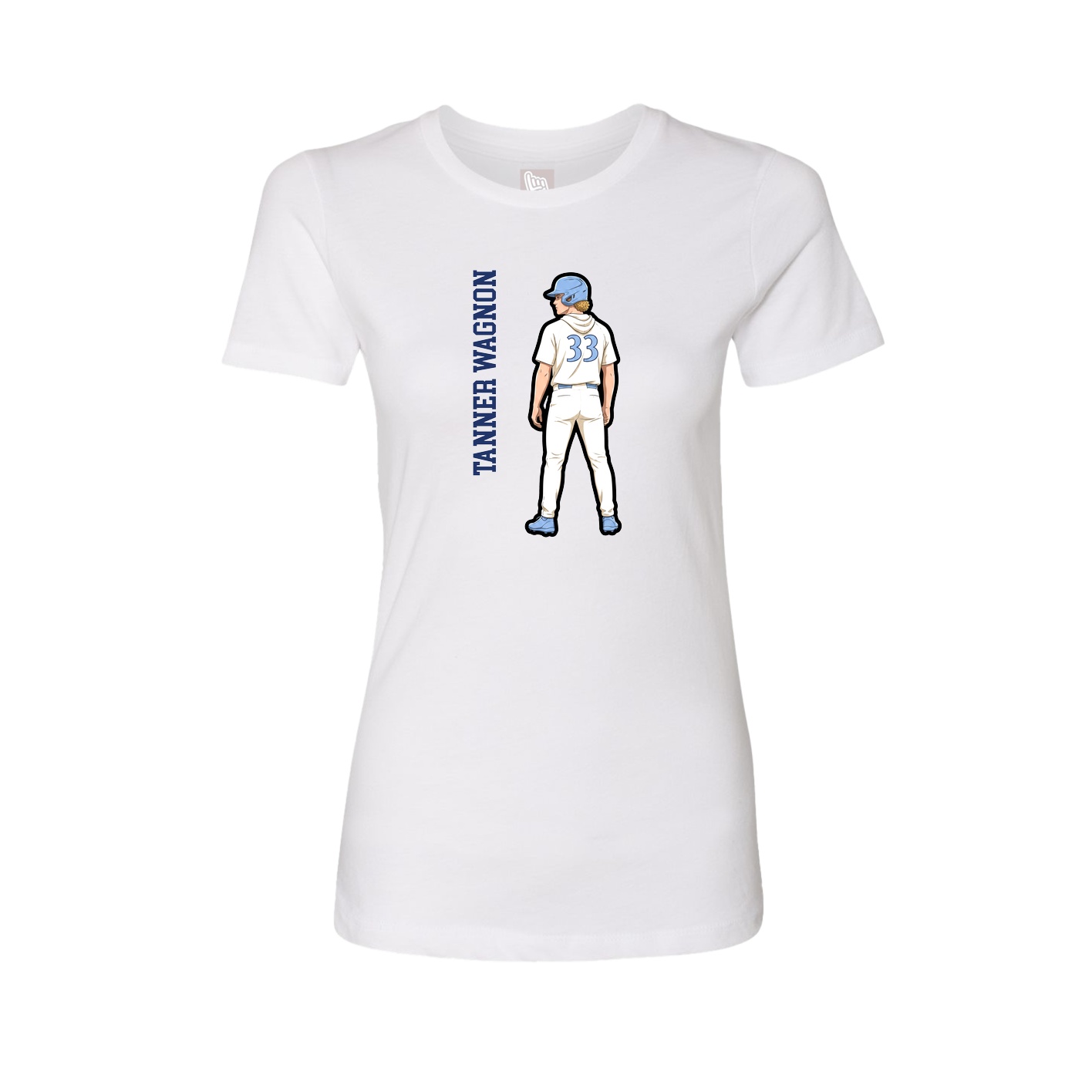 Fitted Women's Tee — Name Vertical in White
