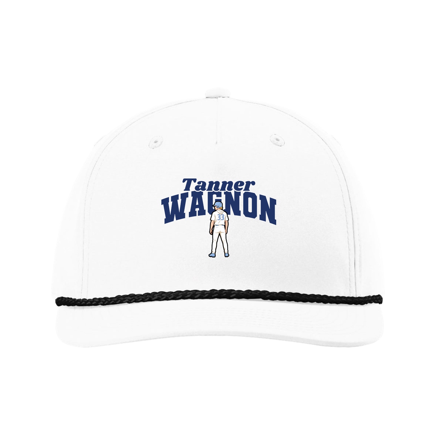 Five-Panel Classic Rope Cap — Signature Arch in White