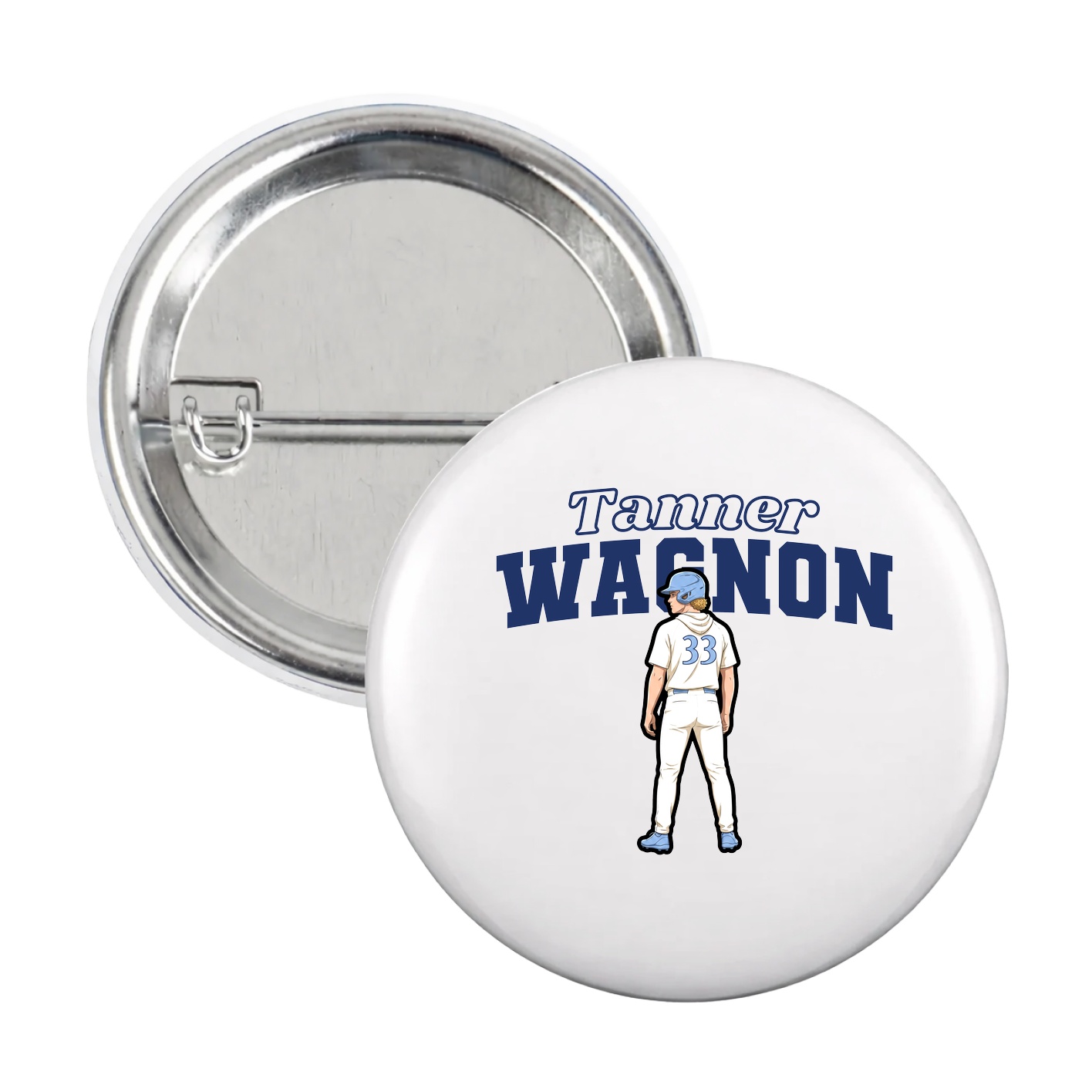 Game Day Button — Name Arch in White