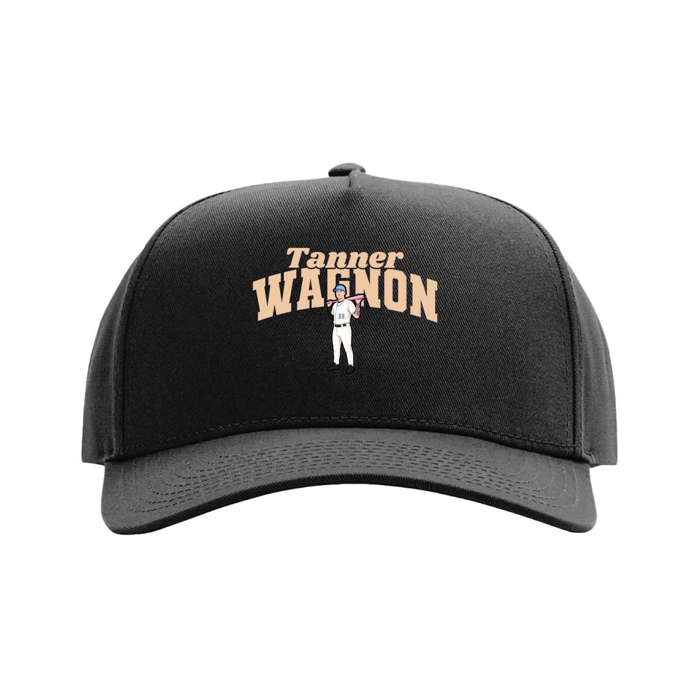 Full Fabric Five-Panel Champ Cap — Signature Arch in Black