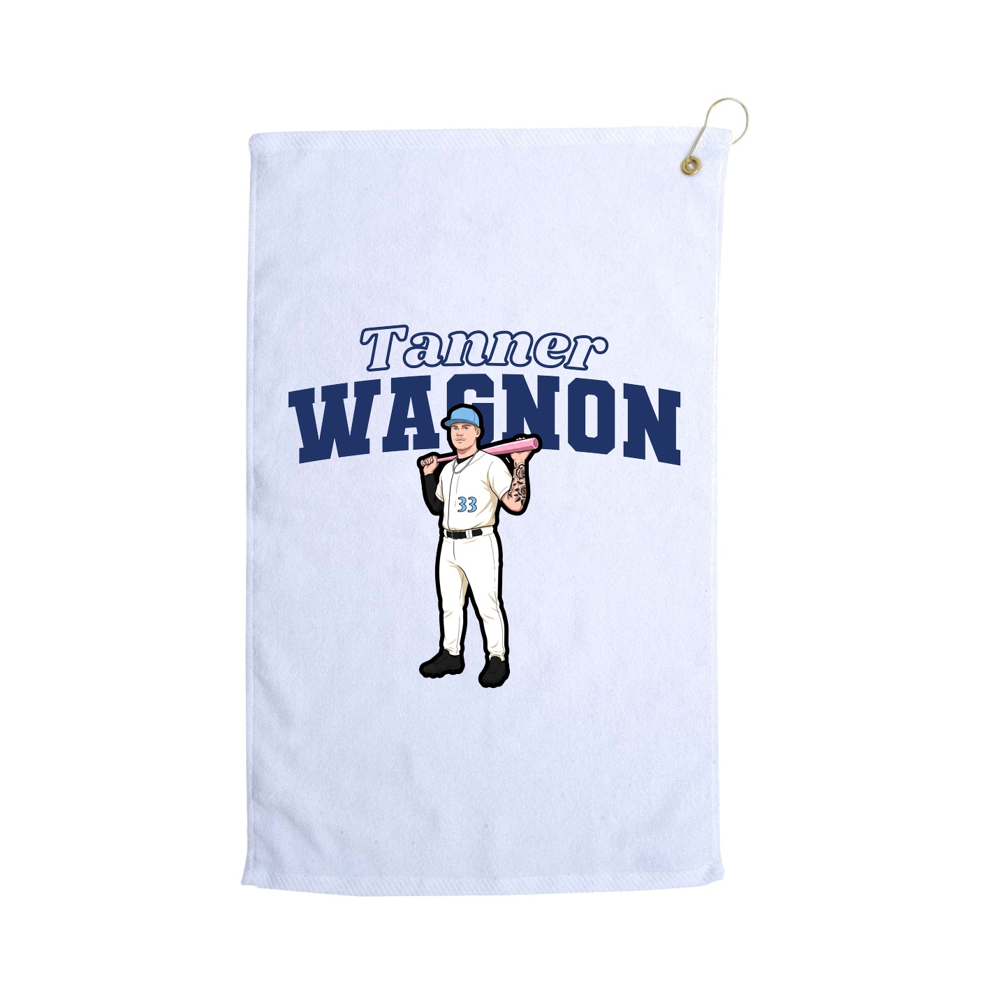 Golf Towel — Name Arch in White