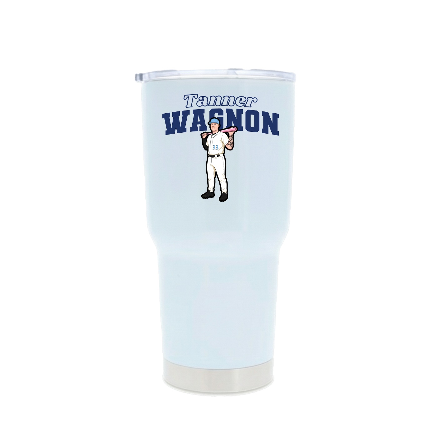 30oz Stainless Steel Tumbler — Name Arch in White