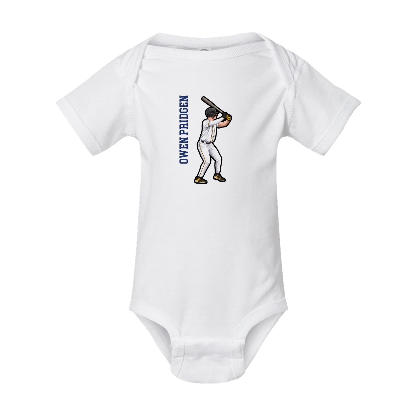 Baby Onesie — Name Vertical in White