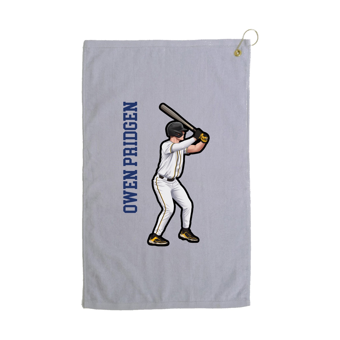 Golf Towel — Name Vertical in Grey
