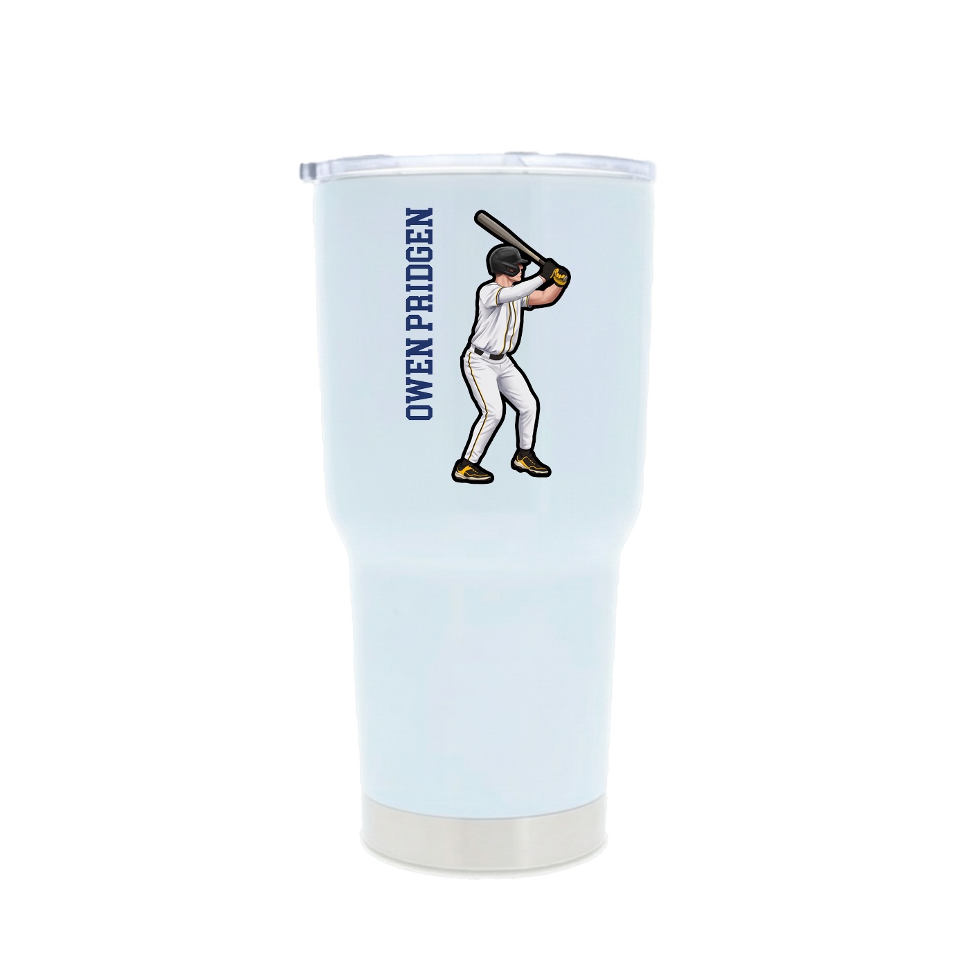 30oz Stainless Steel Tumbler — Name Vertical in White