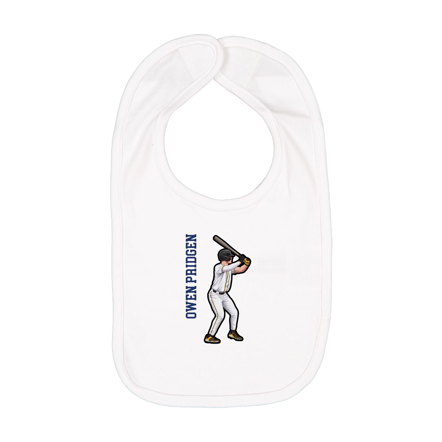 Infant Bib — Name Vertical in White