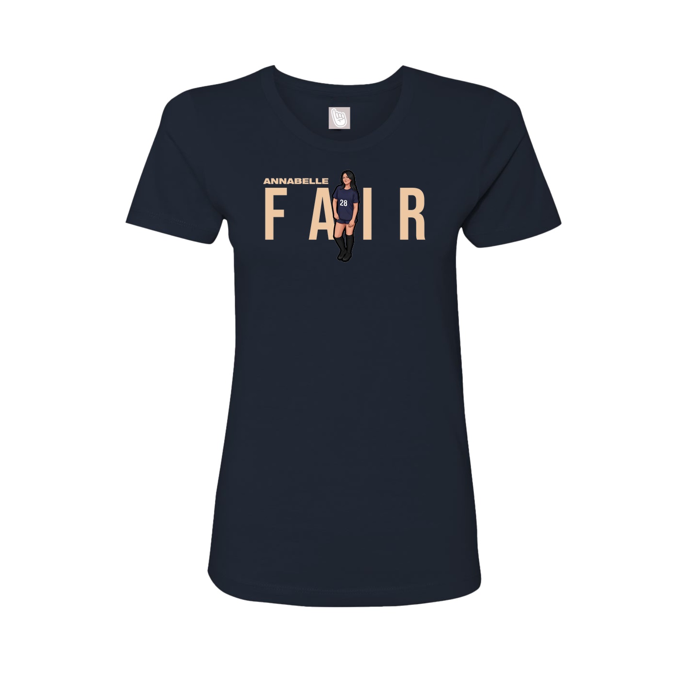 Fitted Women's Tee — Player Name in Navy