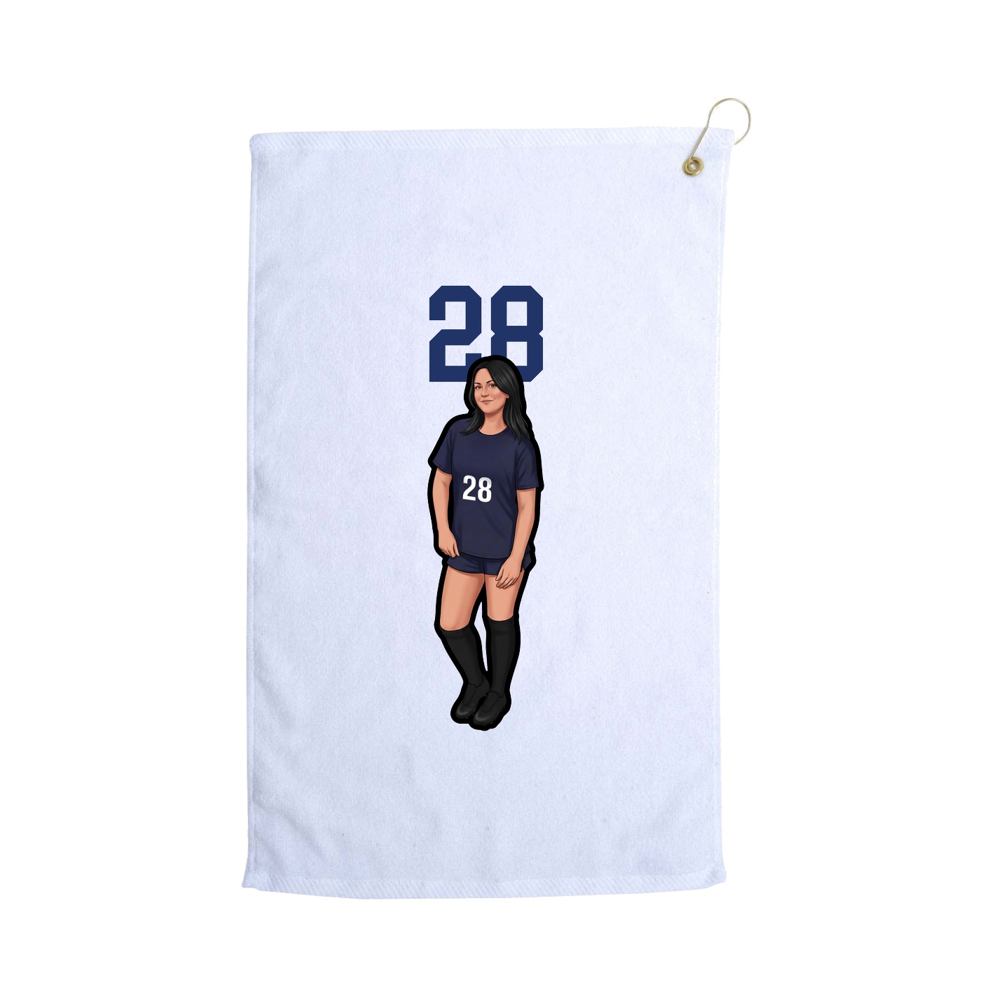 Golf Towel — Number Top in White