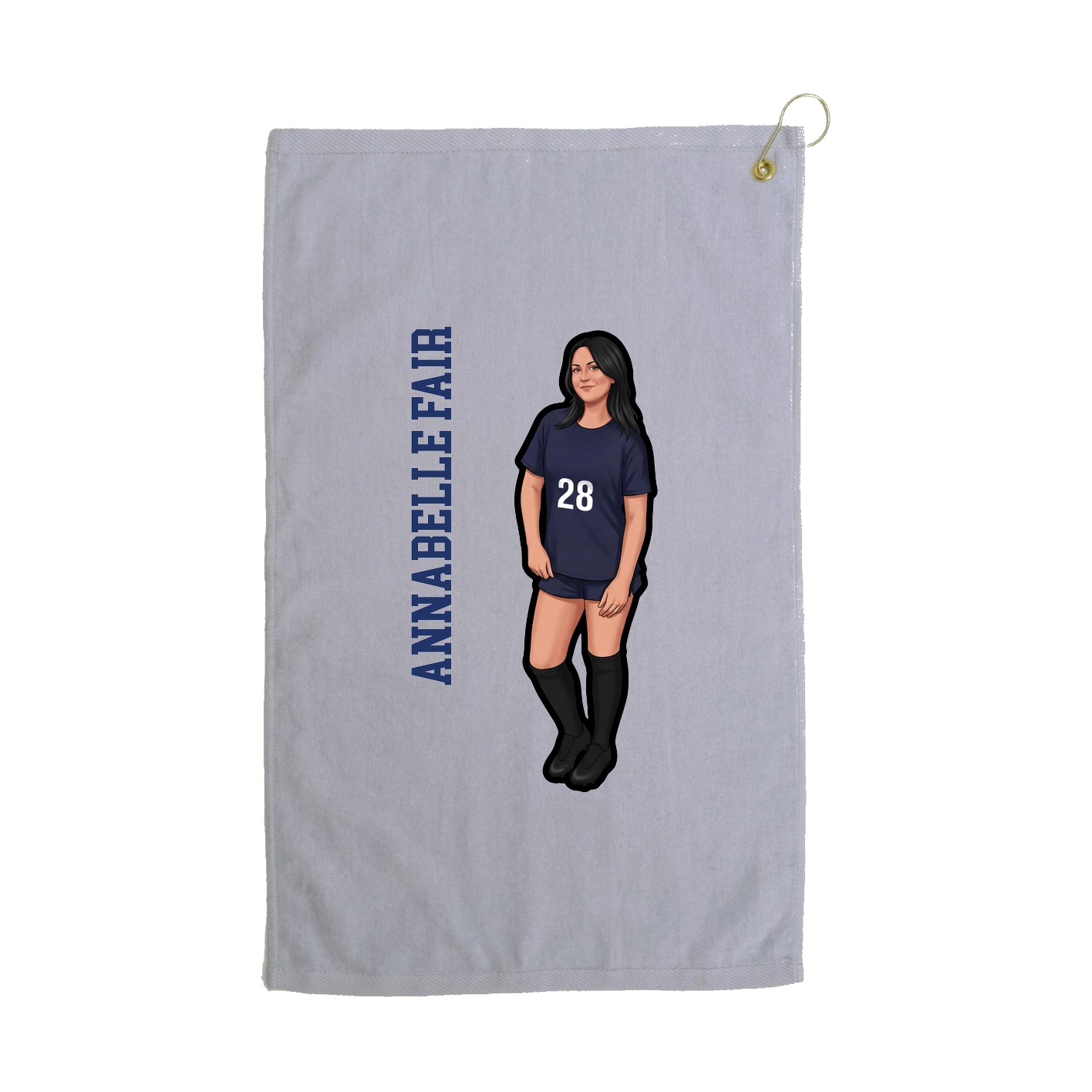 Golf Towel — Name Vertical in Grey