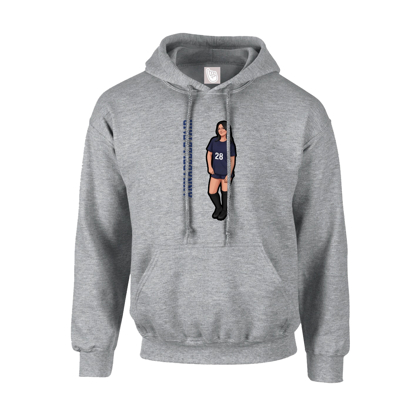 Youth Hoodie — Name Vertical in Grey