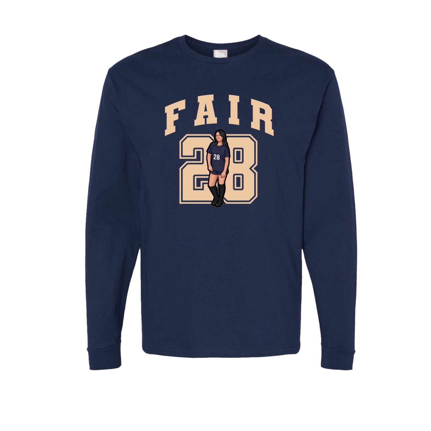 Long Sleeve Tee — Number in Navy