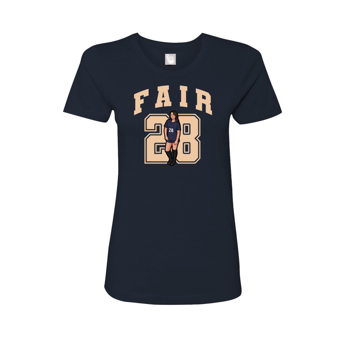 Fitted Women's Tee — Number in Navy