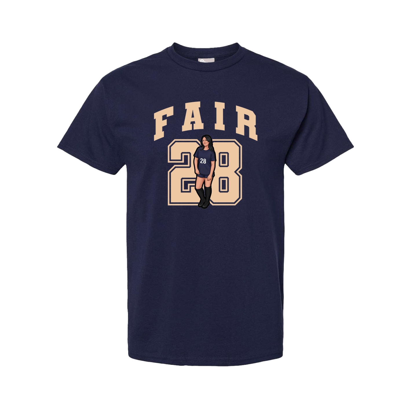 Youth Tee — Number in Navy