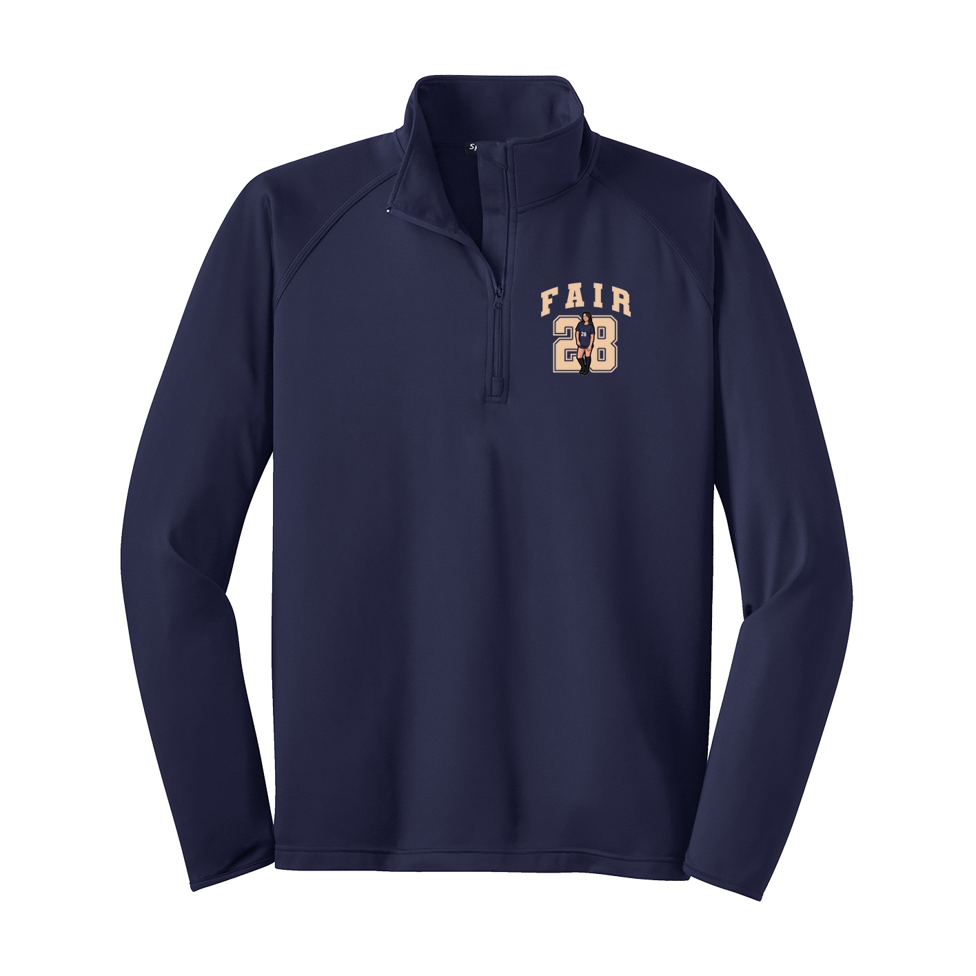 Q-Zip Pullover — Number in Navy