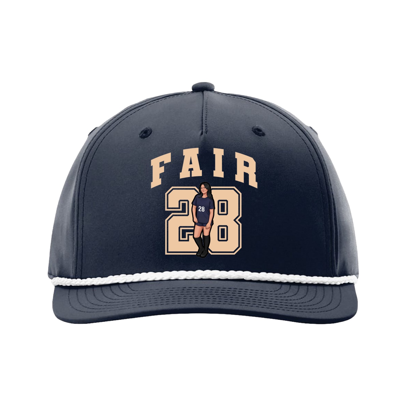 Five-Panel Classic Rope Cap — Number in Navy