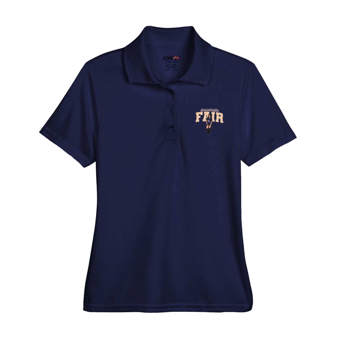 Womens Performance Polo — Name Arch in Navy