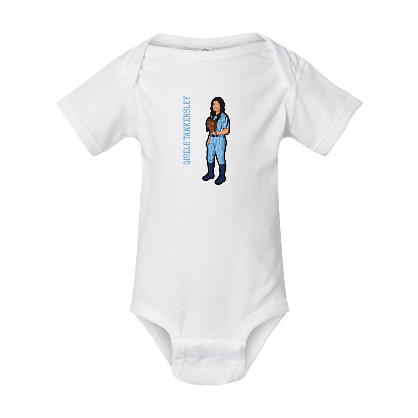 Baby Onesie — Name Vertical in White
