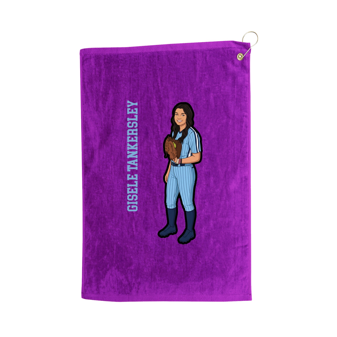 Golf Towel — Name Vertical in Purple