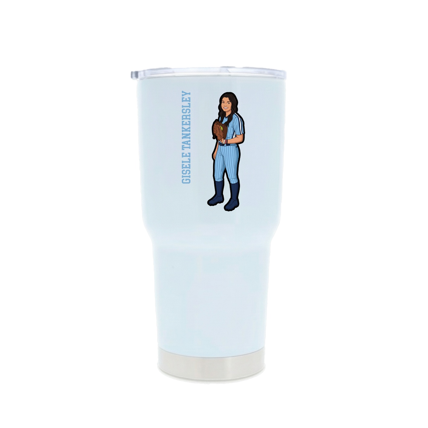30oz Stainless Steel Tumbler — Name Vertical in White